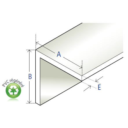 Cornière symét. angle vif PVC blanc régénéré 25 x 25 x 2,2 mm