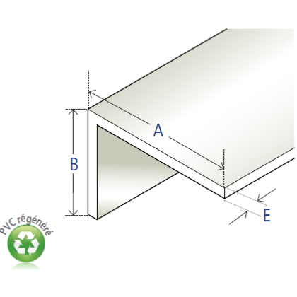 Cornière asymétrique angle vif PVC vierge blanc, 50 x 30 x 2,5 mm