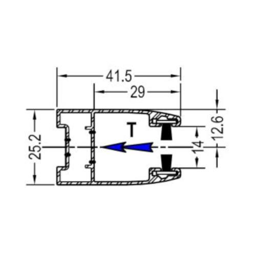 Coulisse aluminium avec joint pour lames de 37mm, coloris chêne doré, longueur de 3ml